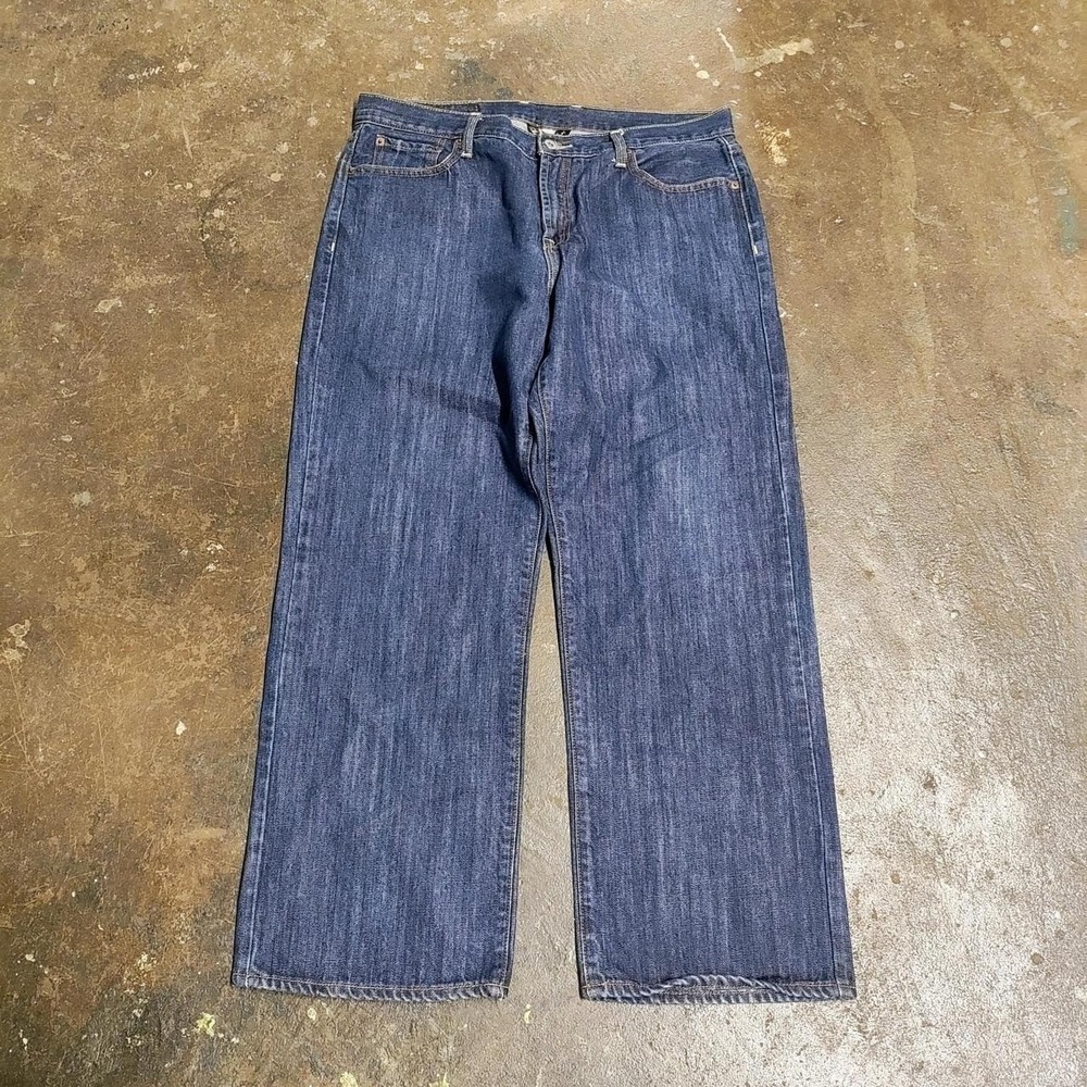 Y2K Lucky Brand jeans men's 36 short straight leg dark indigo blue denim VTG